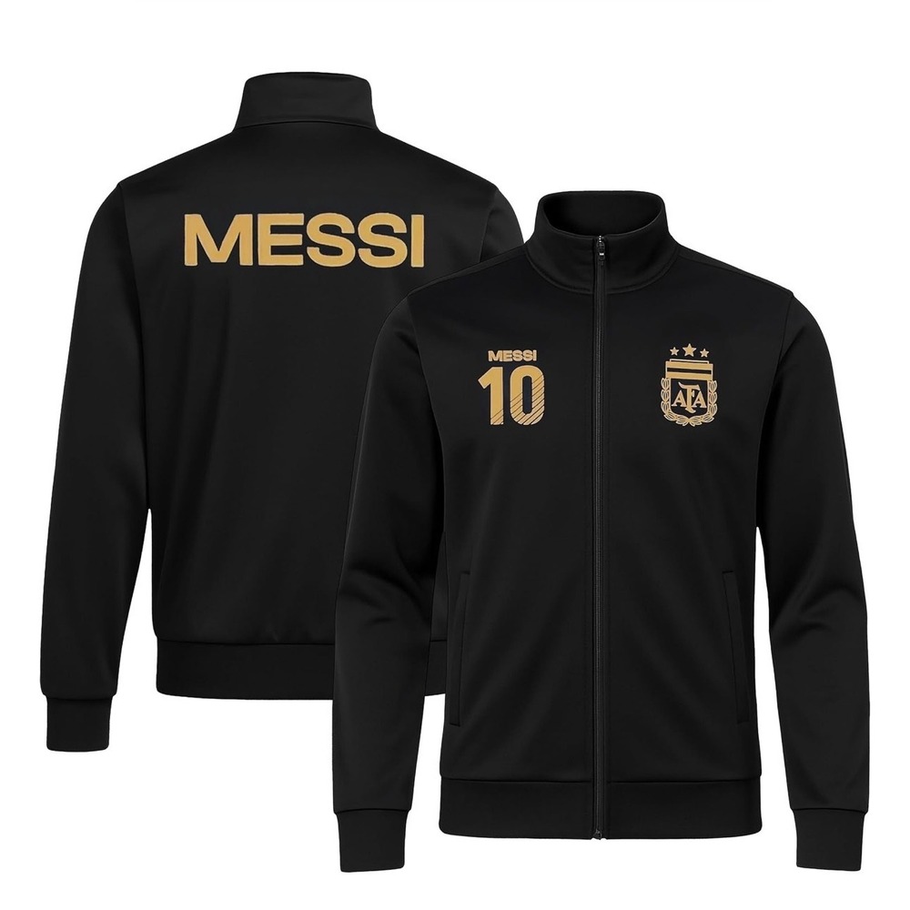 Messi 10 Argentina AFA Icon Sports Quarter Zip Pullover Black Bronze Mens L